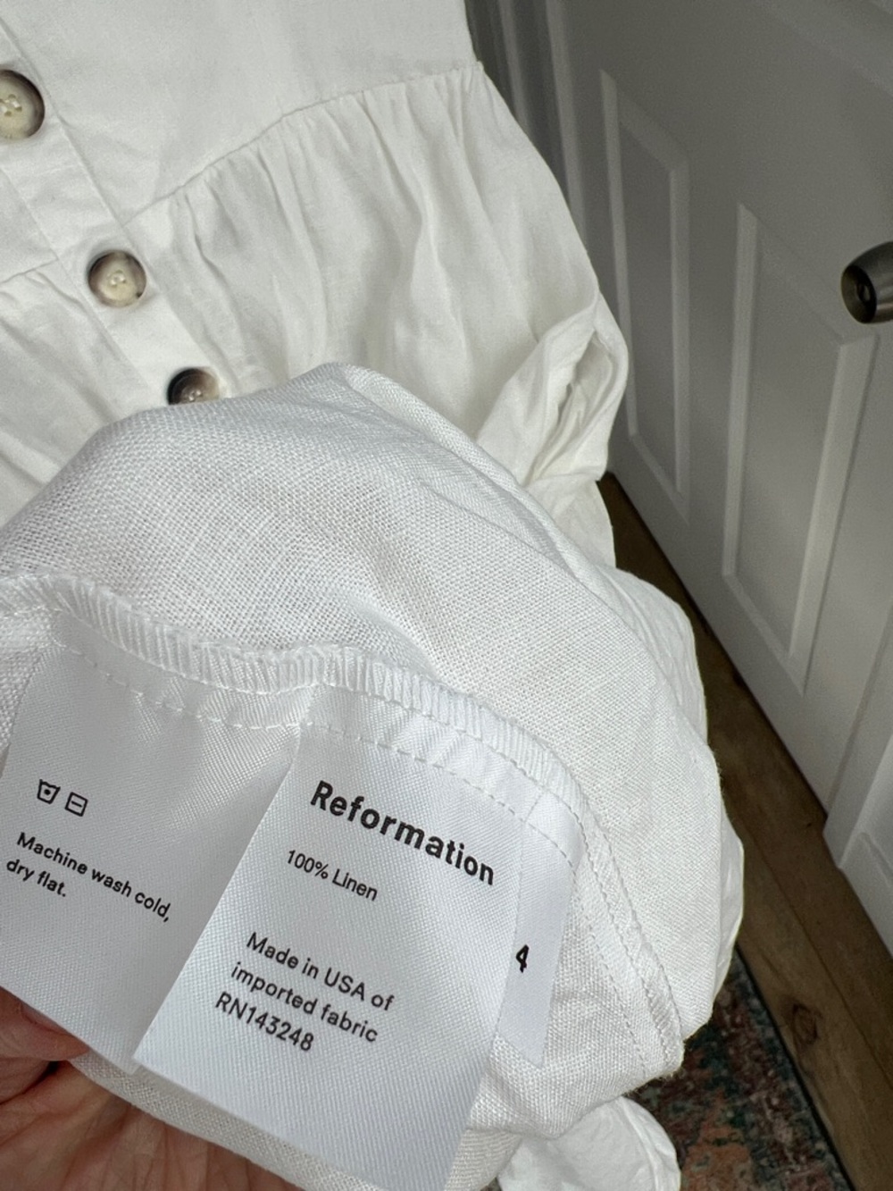 Reformation Thelma 100% Linen White Cami Button Down Midi Dress Pockets 4 $188 - Picture 9 of 9